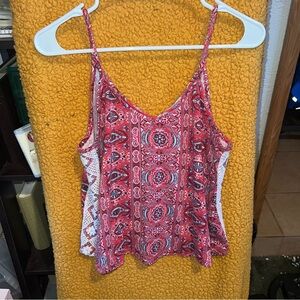Charlotte Russe Red and White Asymmetrical Camisole